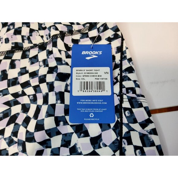 Brooks Spark 5" Short Tight XXL Speed Check Black/White - Picture 4 of 8